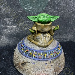 Grogu Meditating On The Seeing Stone Figurine