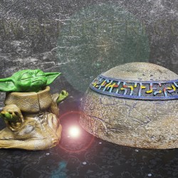 Grogu Meditating On The Seeing Stone Figurine